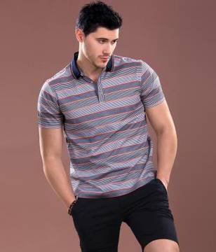 Мъжка блуза с къс ръкав и контрастна яка