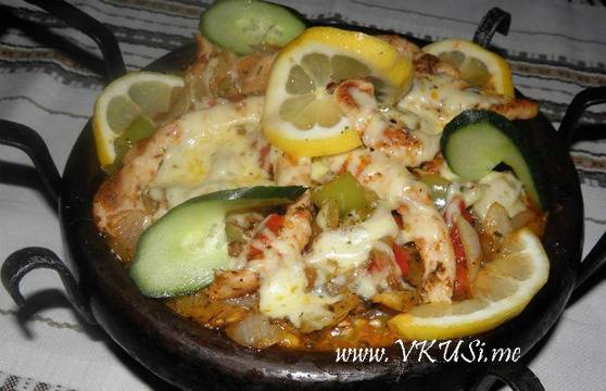 Пилешки сач със зеленчуци