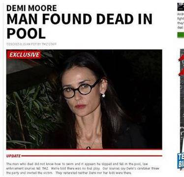 Намериха мъртвец в басейна на Деми Мур