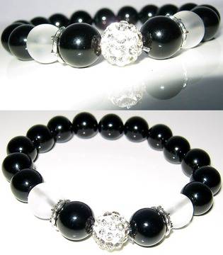 Гривна от естествени камъни Оникс и Планински кристал DM-351