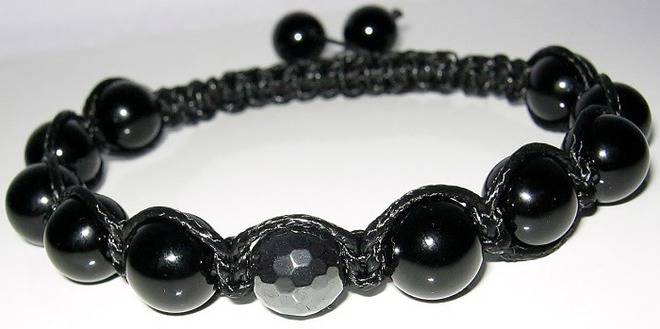 Мъжка гривна Шамбала от естествени камъни Оникс и Хематит DM-355