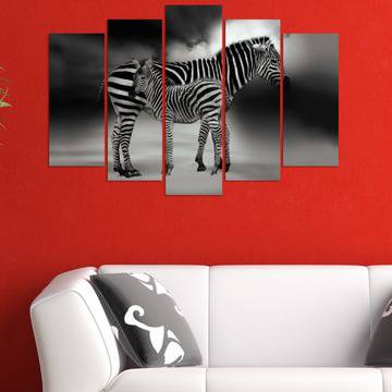 Декоративно пано за стена със зебри в черно и бяло VH-587
