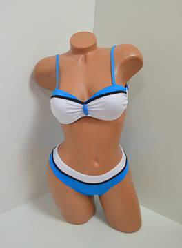 Бански Бриджитка в синьо и бяло