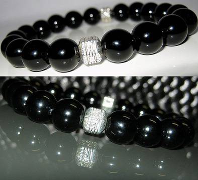 Мъжка гривна от естествени камъни Оникс DM-360