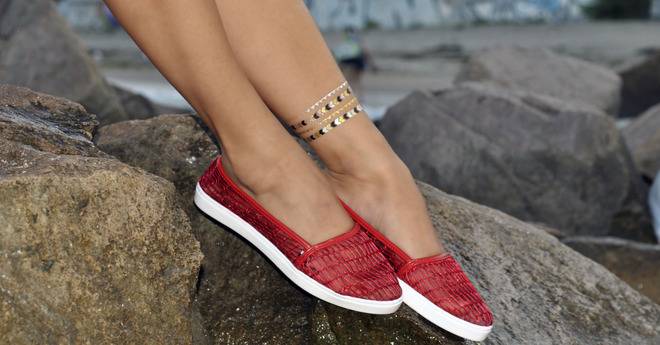 Еспадрили Гергана червено