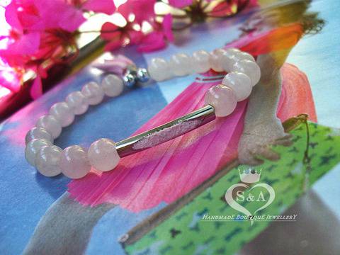 Нежна Гривна С Розов Кварц Monaco