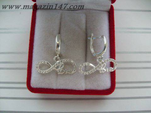 Сребърни обеци със символ езклайност и love №186