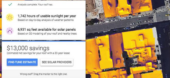 Google с приложение за соларни панели