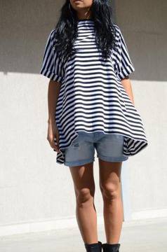 Дамска блуза в двуцветно райе