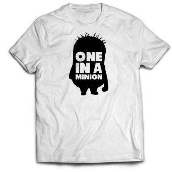 Мъжка Тениска One in a Minion (бяла с черна щампа)