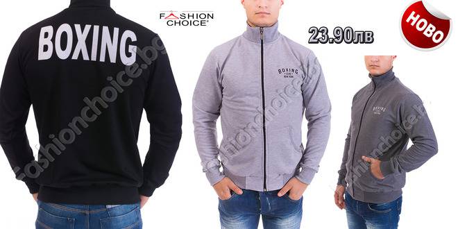 Памучен мъжки суичър с емблема в три цвята