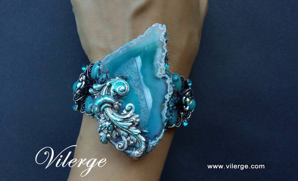 Топ винтидж гривна от луксозна бижутерия с естествени камъни Стилни винтидж бижута За жени