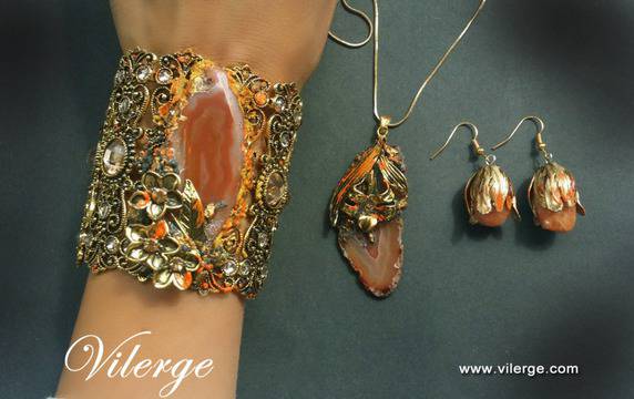 Луксозни винтидж бижута с естествени камъни за стилни жени изискани Коледни подаръци Нова Година