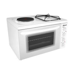 Малка готварска печка Diplomat, комбинирана – ток и газ, модел DPL W 11 EG, 4 ключа за управление, тава, решетка .