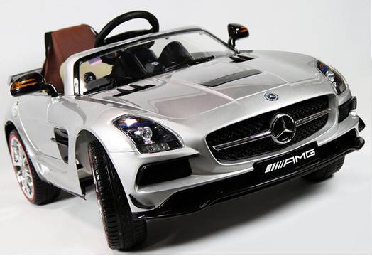 Акумулаторна кола с дистанционно Mercedes SLS AMG 12V СИВ МЕТАЛИК