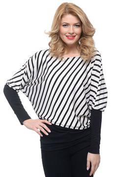 Дамска блуза RELEASE, Черно райе, Бяла