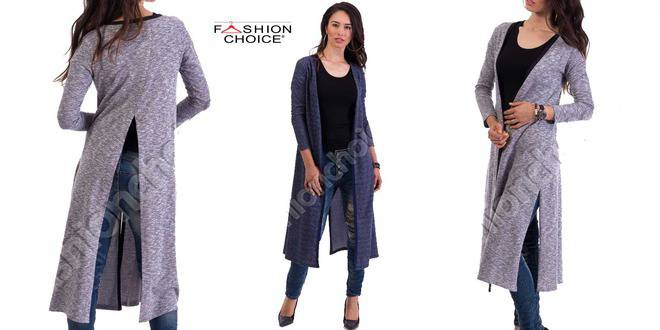 Екстравагантна дамска наметка в син и сив меланж