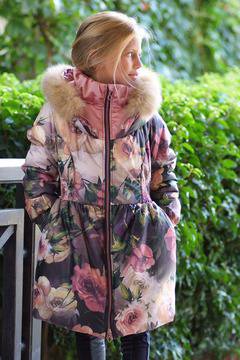 Family Haski Детско зимно яке Андреа с качулка от естествена кожа