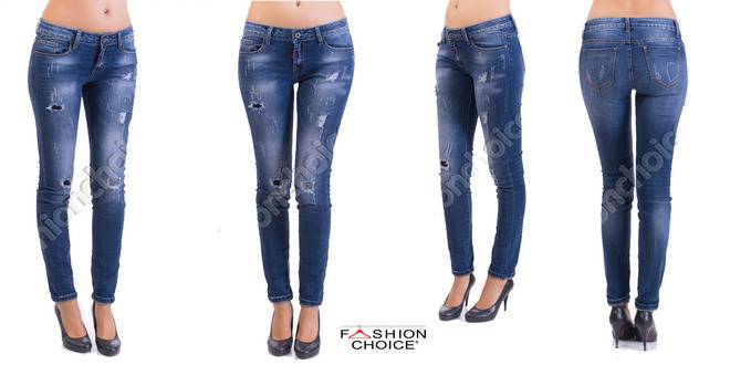 Изтъркани и накъсани дамски джинси в деним