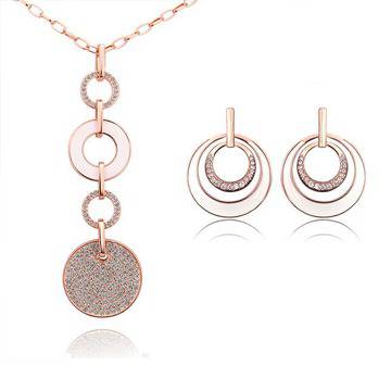 Луксозен комплект бижута колие и обеци КРИСТАЛНИ КРЪГОВЕ от Bokachа