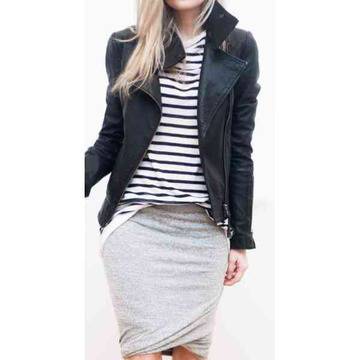 М размер, Кожено дамско Яке в черно със странично закопаване с цип, марка Vero moda