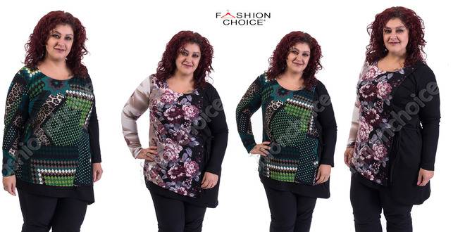 Удобна и практична макси туника в черно с цветни платки