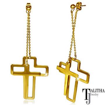 Висящи обеци „Златисти Кръстове“