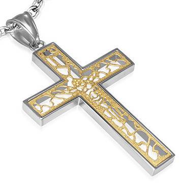 Ефирен кръст с Разпятие, изработен от медицинска стомана!