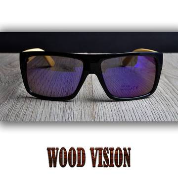 Правоъгълни слънчеви очила с бамбукови дръжки – Wood Vision