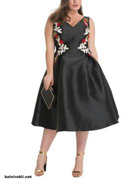 Черна Елегантна Рокля Сатен Средна Дължина Макси Дами