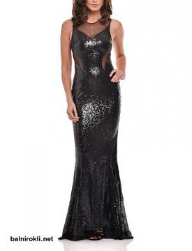Блестяща Супер Секси Вечерна Дълга Черна Рокля Гол Гръб