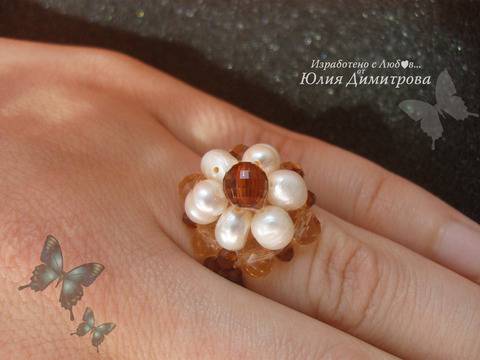 Нежен Пръстен с Перли Pearl Sun