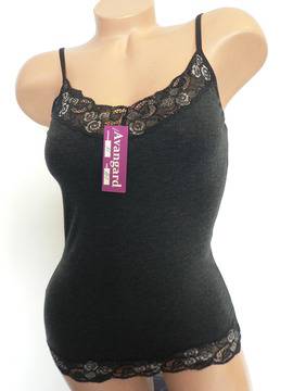 Малена – магазин за черни женски вълнени потници с тънки презрамки вълнено бельо М Л ХЛ M L XL 160-4 женски вълнен потник