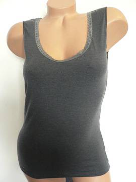 Малена – магазин за женски сиви вълнени корсажи широки презрамки M L XL XXL XXXL сиво вълнено бельо Вълнен корсаж с дантела 09