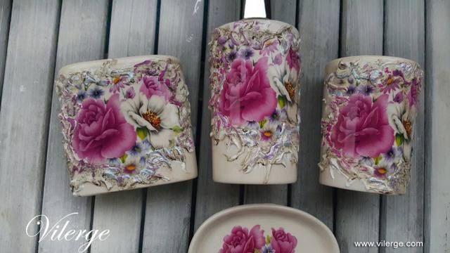 Луксозни и изискани аксесоари за баня с винтидж сет 4 части луксозен дом празник