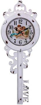 Стенен аналогов часовник с форма на ключ 70 х 25 см. – бял