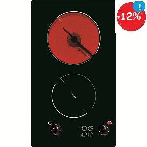 Плот за вграждане домино Hansa BHCS38120030, Витрокерамика, 2 Нагревателни зони, Черно стъкло