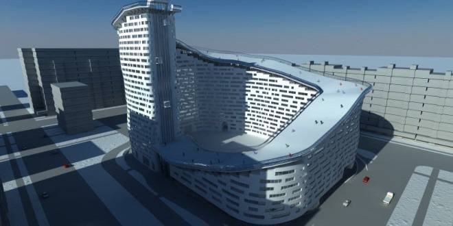 Покрив на хотел става ски писта