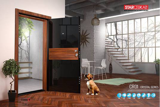 Входни врати Crystal с безопасно закалено стъкло и аларма