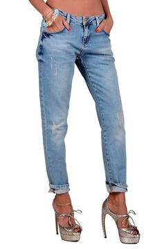 Дамски Дънки Twister, Модел Boyfriend Fit, Светлосин Деним