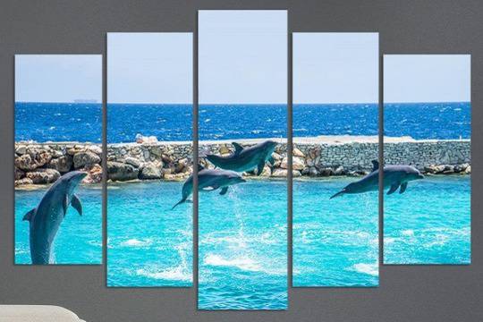 Декоративно пано за стена с играещи делфини VH-592