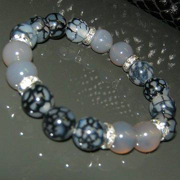 Дамска гривна от естествени камъни Драконови вени и сив Ахат DM-365