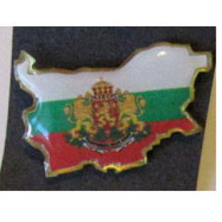 Трикольорна значка, карта на РБългария с Герб