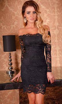 Стилна черна дантелена рокля