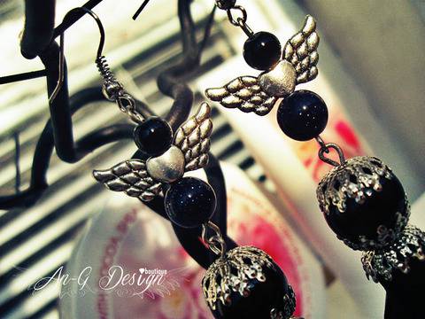 Обеци Кожени Пискюли Black Angel