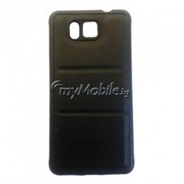 Твърд силиконов калъф с релефен кожен гръб за Samsung SM-G850F Galaxy Alpha – черен