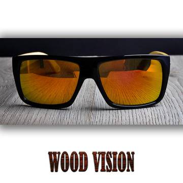 Правоъгълни слънчеви очила с бамбукови дръжки – Wood Vision
