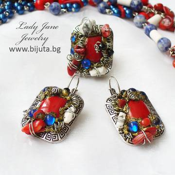 Комплект Мари, обеци и пръстен
