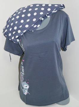 Макси пижама в сив цвят и бели кръгчета