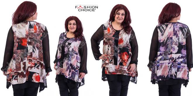 Макси туника от нежен шифон и платка от сатен за акцент